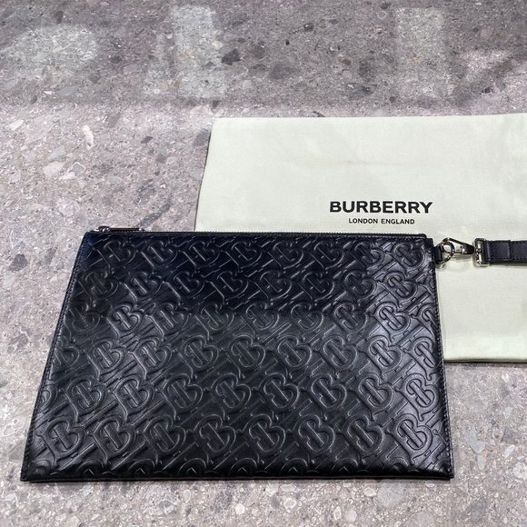 Burberry Monogram Leather Zip Pouch - Picture 2 of 5